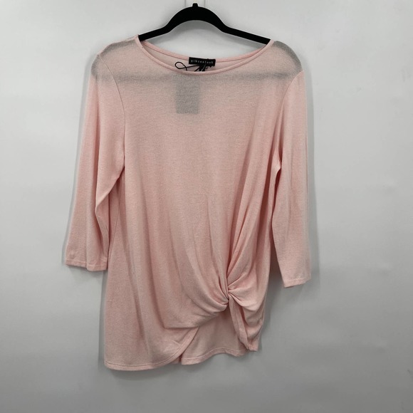 Gibsonlook‎ Twist Front 3/4 Sleeve Lotus Pink Top Size Small NWT - Picture 2 of 9